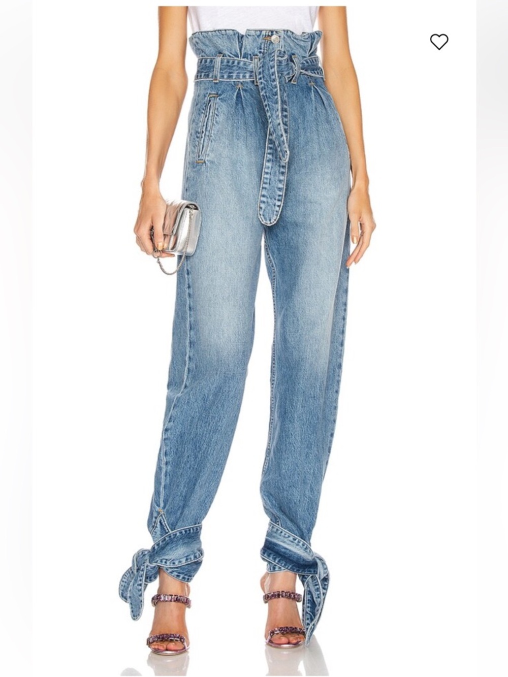 Re/Done X Attico Pleated 80's High Rise Pants Paperbag Tie-Waist Jeans Fwrd 26